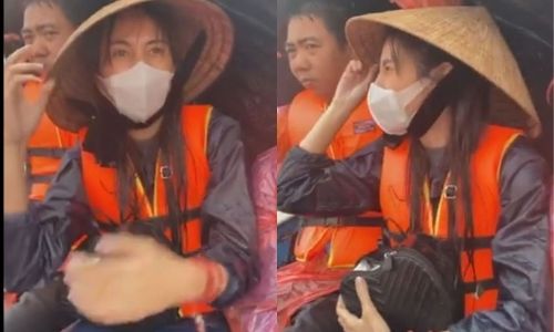 Thuỷ Tiên lênh đênh giữa biển nước lũ gây xúc động mạnh