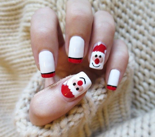 mẫu nail phong cách Giáng sinh đơn giản đáng yêu
