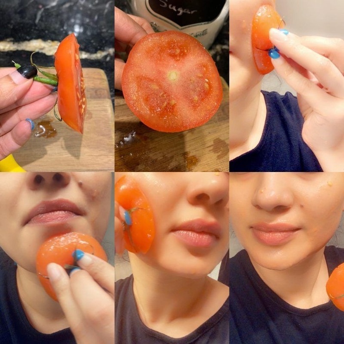 rửa mặt bằng cà chua 