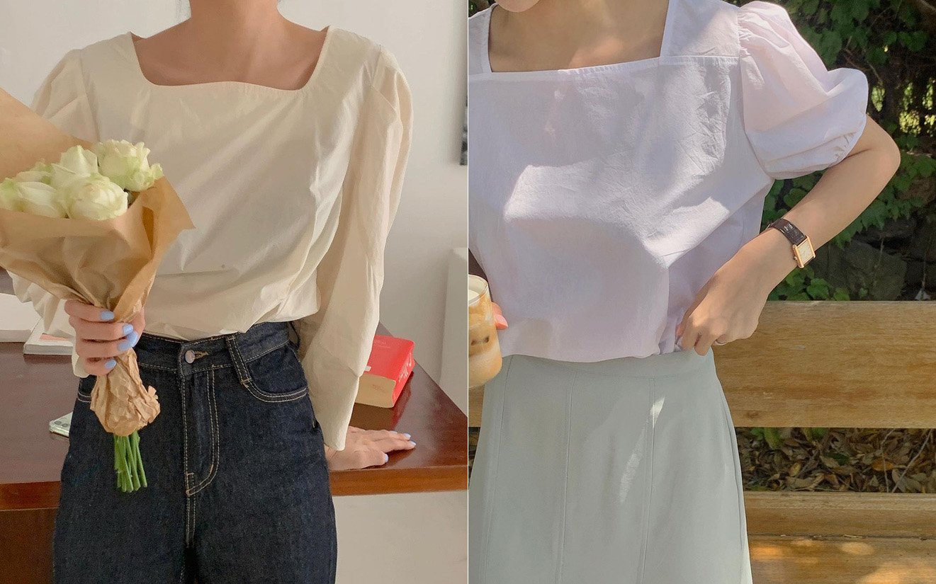 áo blouse cổ vuông