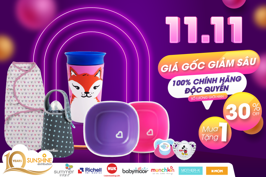 Top 7 thương hiệu mẹ và bé lớn nhất đồng loạt giảm giá sâu 30% vào 11/11, mua ngay kẻo lỡ mẹ ơi